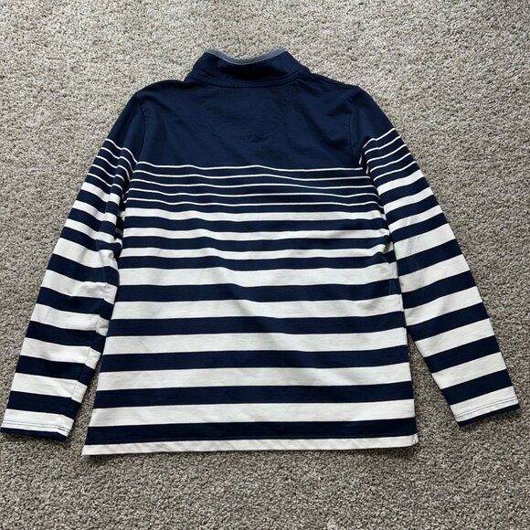 L.L. Bean Women's Sz Large Navy & White Striped Long-Sleeve Pullover Shirt Cotto - Picture 2 of 8